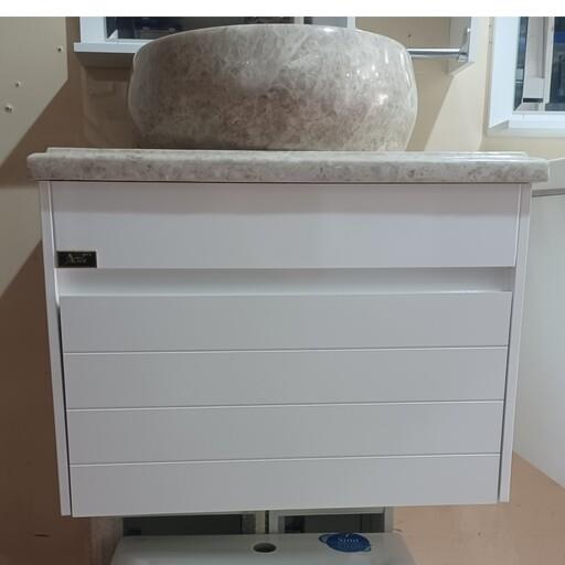 روشویی کابینتی سفید با صفحه سنگ پرشین سایز 60 در 40